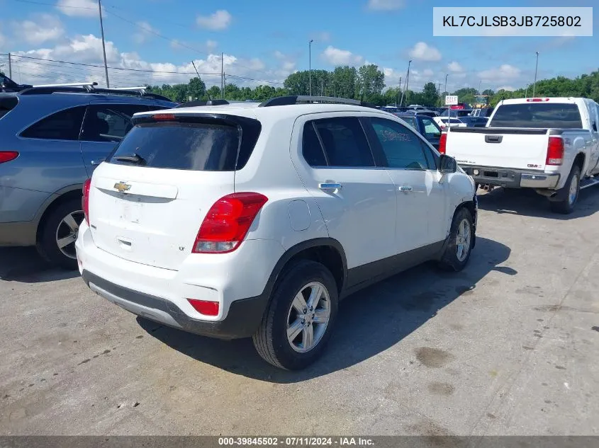 2018 Chevrolet Trax Lt VIN: KL7CJLSB3JB725802 Lot: 39845502