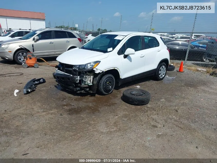 2018 Chevrolet Trax Ls VIN: KL7CJKSB2JB723615 Lot: 39986420