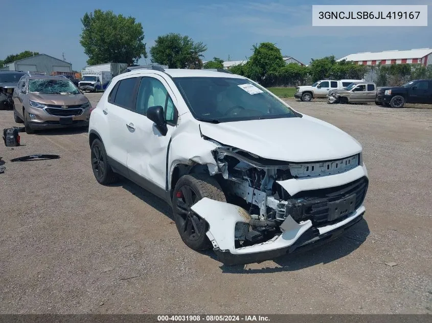 3GNCJLSB6JL419167 2018 Chevrolet Trax Lt