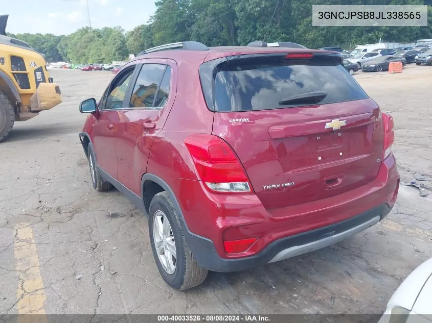 2018 Chevrolet Trax Lt VIN: 3GNCJPSB8JL338565 Lot: 40033526