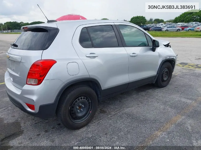 2018 Chevrolet Trax Ls VIN: 3GNCJKSB3JL383691 Lot: 40055401