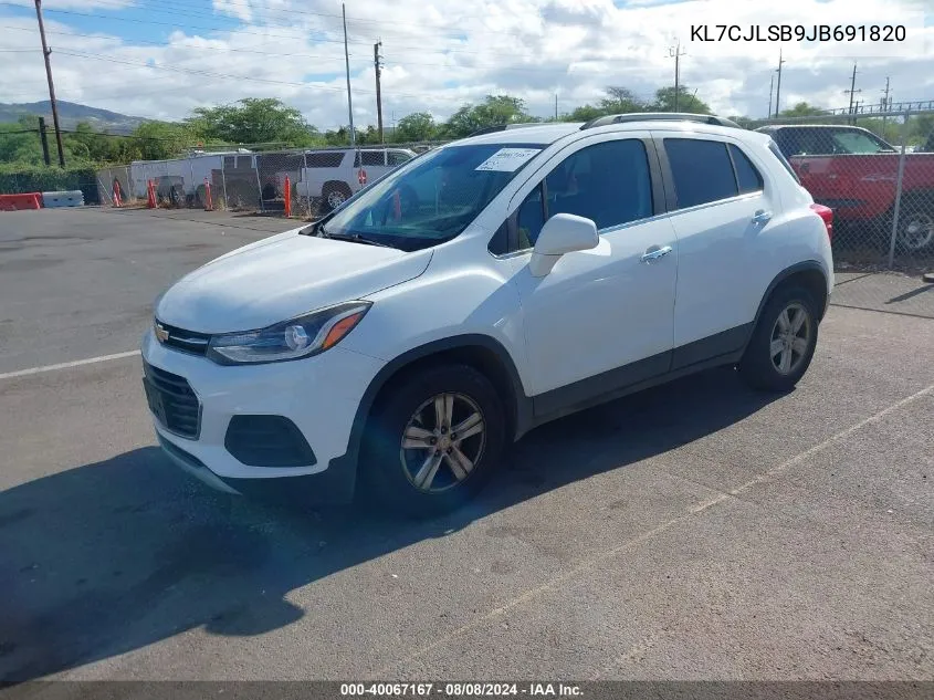 2018 Chevrolet Trax Lt VIN: KL7CJLSB9JB691820 Lot: 40067167