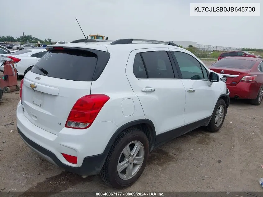 KL7CJLSB0JB645700 2018 Chevrolet Trax Lt