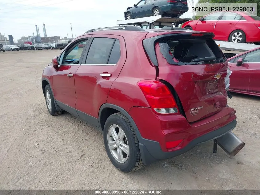 2018 Chevrolet Trax Lt VIN: 3GNCJPSB5JL279863 Lot: 40088998