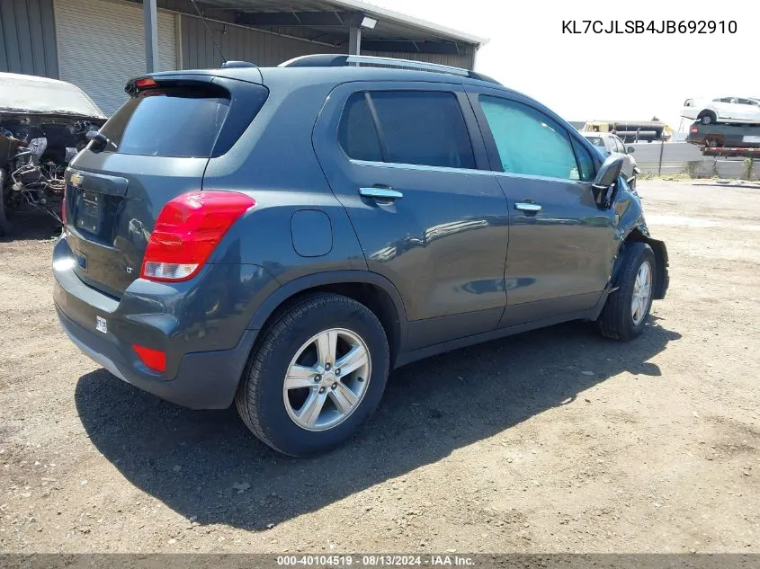 2018 Chevrolet Trax Lt VIN: KL7CJLSB4JB692910 Lot: 40104519