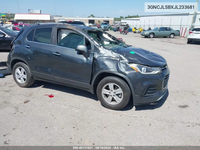 2018 Chevrolet Trax Lt VIN: 3GNCJLSBXJL233681 Lot: 40131621