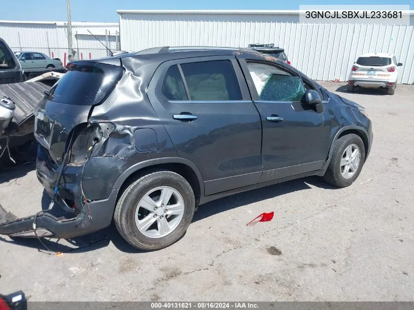 2018 Chevrolet Trax Lt VIN: 3GNCJLSBXJL233681 Lot: 40131621