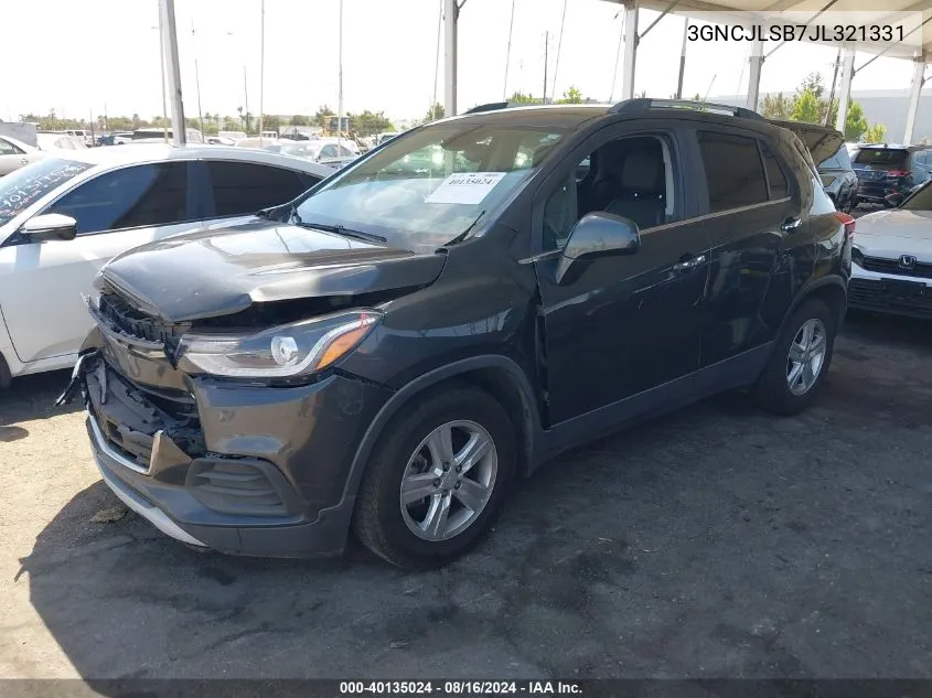 2018 Chevrolet Trax Lt VIN: 3GNCJLSB7JL321331 Lot: 40135024