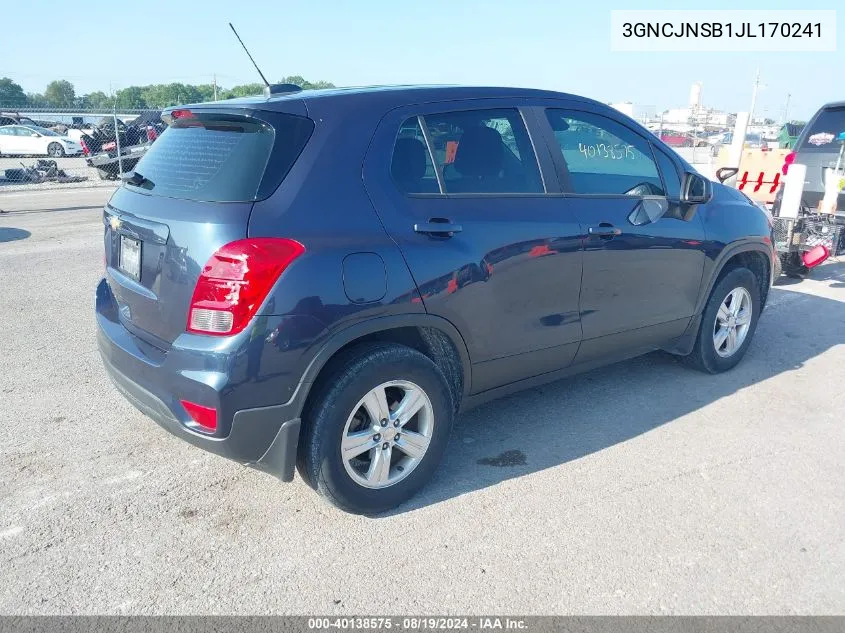 3GNCJNSB1JL170241 2018 Chevrolet Trax Ls