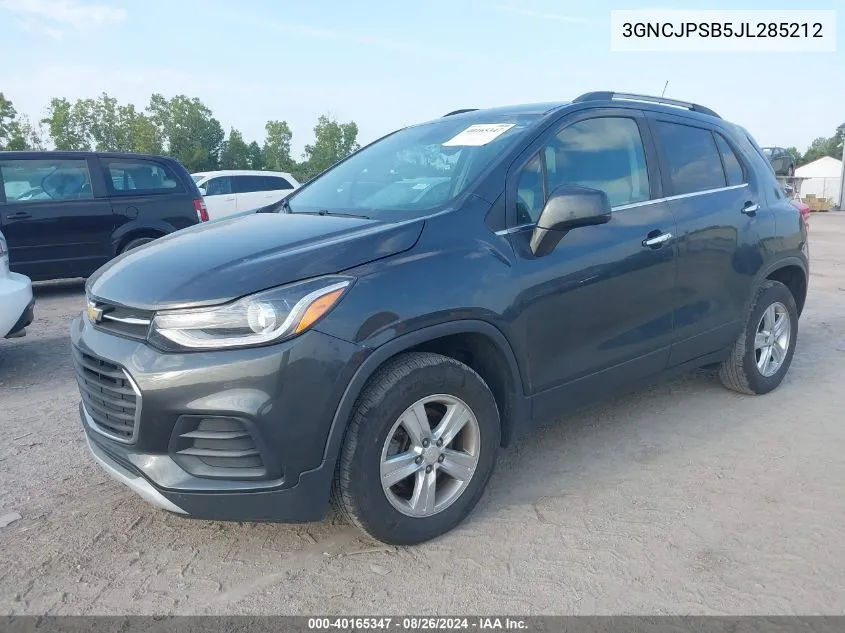 2018 Chevrolet Trax Lt VIN: 3GNCJPSB5JL285212 Lot: 40165347