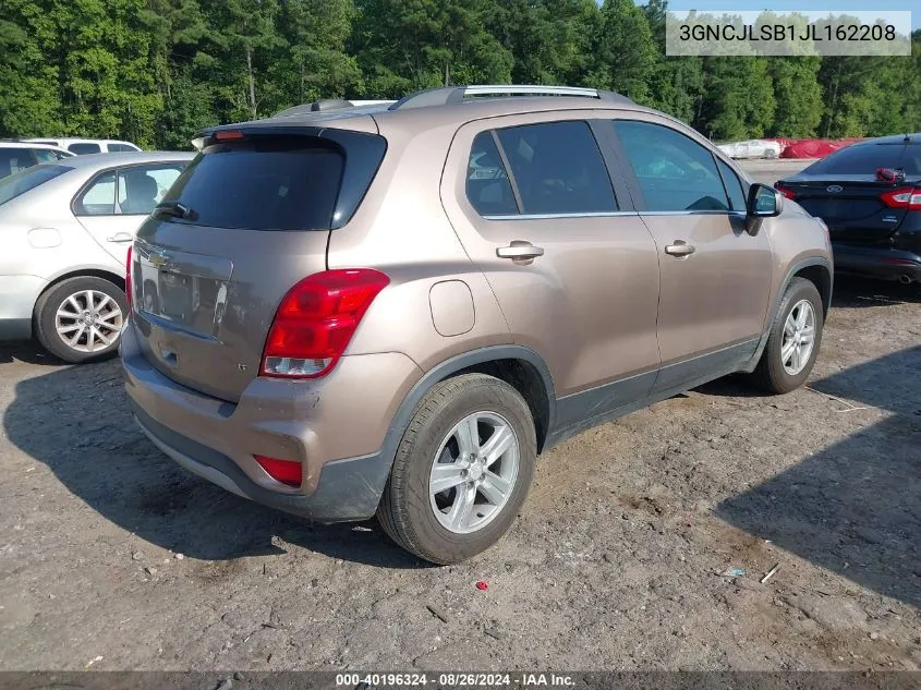 2018 Chevrolet Trax Lt VIN: 3GNCJLSB1JL162208 Lot: 40196324