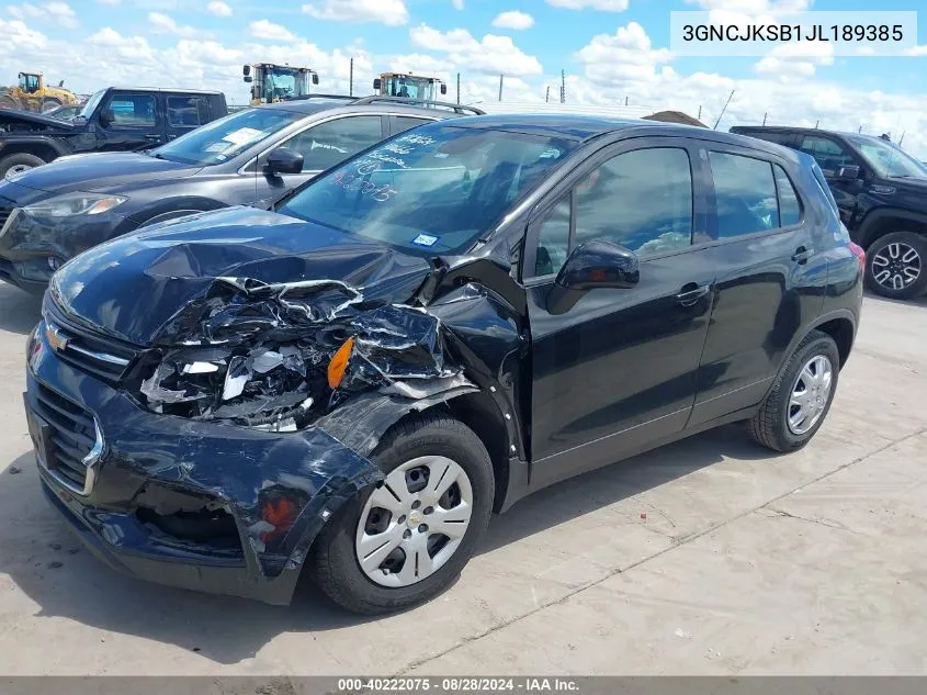 2018 Chevrolet Trax Ls VIN: 3GNCJKSB1JL189385 Lot: 40222075