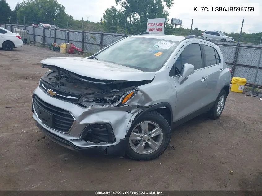 2018 Chevrolet Trax Lt VIN: KL7CJLSB6JB596759 Lot: 40234759