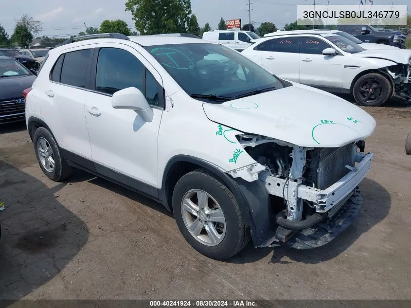 2018 Chevrolet Trax Lt VIN: 3GNCJLSB0JL346779 Lot: 40241924