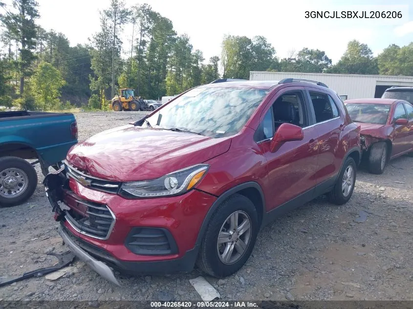 2018 Chevrolet Trax 1Lt VIN: 3GNCJLSBXJL206206 Lot: 40265420