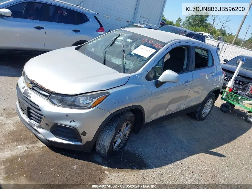 2018 Chevrolet Trax Ls VIN: KL7CJNSB3JB596200 Lot: 40274682