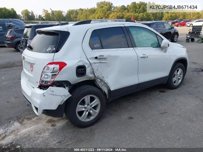 2018 Chevrolet Trax 1Lt VIN: KL7CJPSB4JB671434 Lot: 40311223