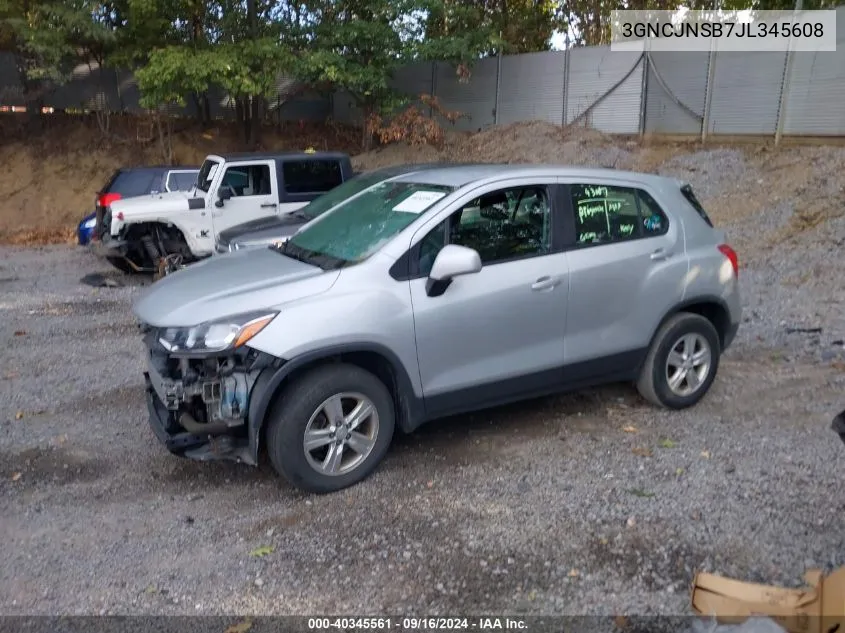 2018 Chevrolet Trax Ls VIN: 3GNCJNSB7JL345608 Lot: 40345561