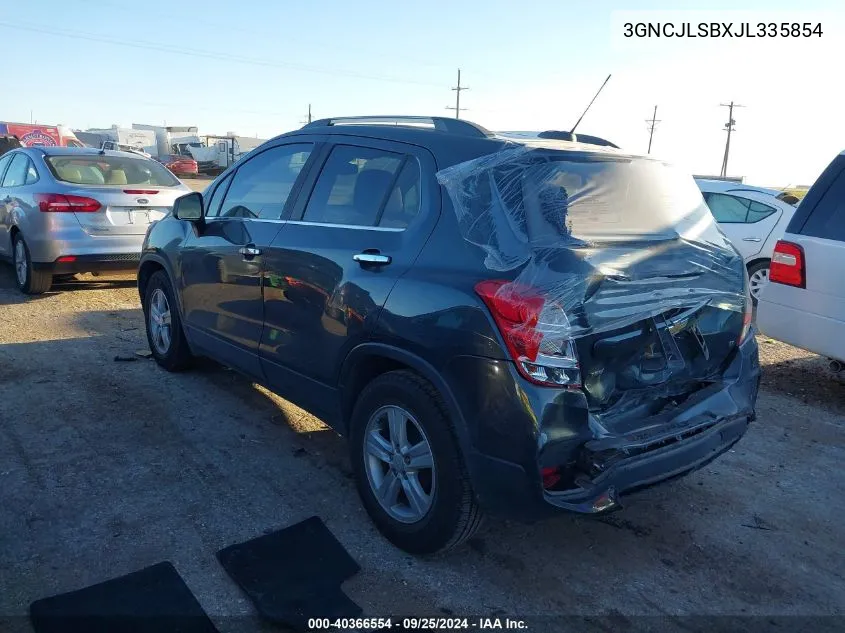 2018 Chevrolet Trax Lt VIN: 3GNCJLSBXJL335854 Lot: 40366554