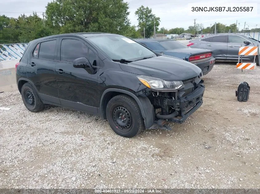 2018 Chevrolet Trax Ls VIN: 3GNCJKSB7JL205587 Lot: 40401927