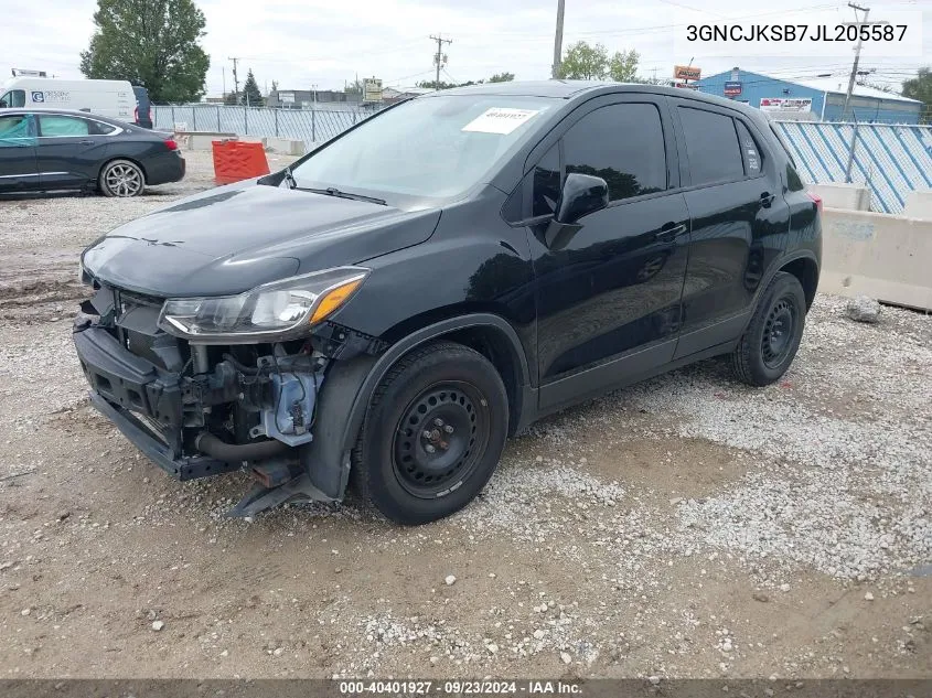 2018 Chevrolet Trax Ls VIN: 3GNCJKSB7JL205587 Lot: 40401927