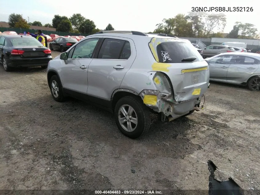 2018 Chevrolet Trax 1Lt VIN: 3GNCJPSB8JL352126 Lot: 40404483