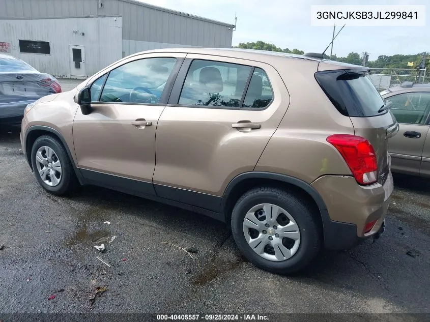 2018 Chevrolet Trax Ls VIN: 3GNCJKSB3JL299841 Lot: 40405557