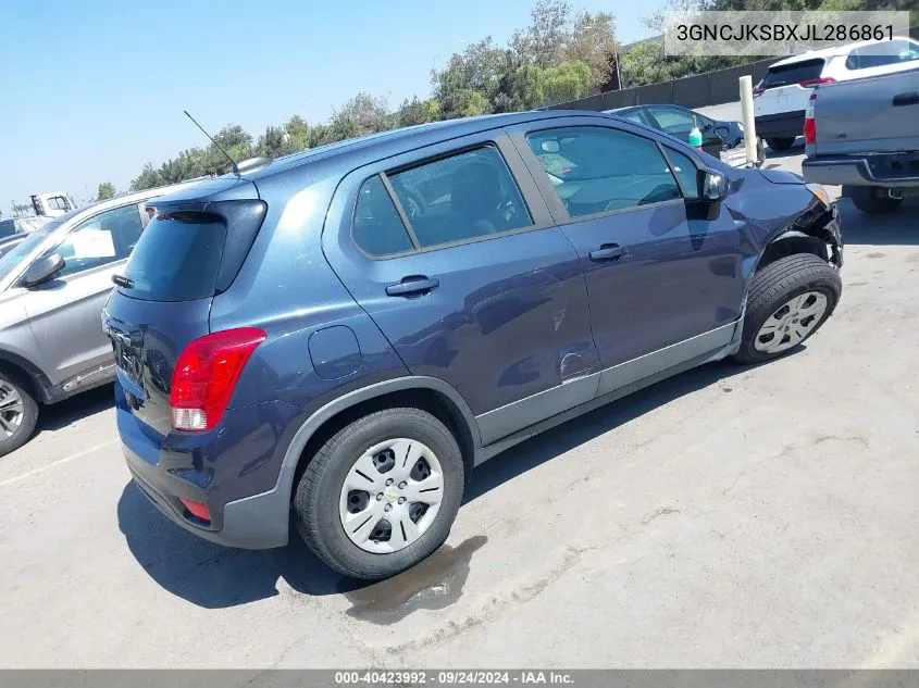 2018 Chevrolet Trax Ls VIN: 3GNCJKSBXJL286861 Lot: 40423992