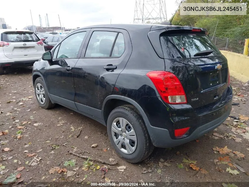 2018 Chevrolet Trax Ls VIN: 3GNCJKSB6JL245451 Lot: 40458956