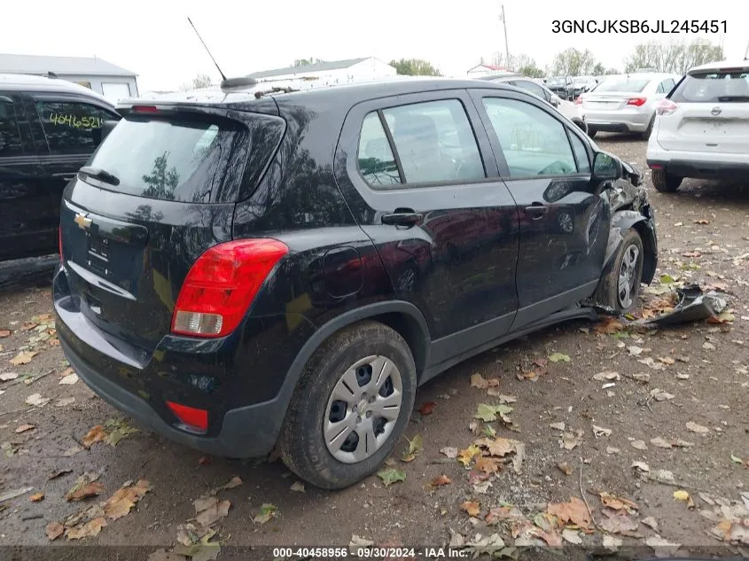 2018 Chevrolet Trax Ls VIN: 3GNCJKSB6JL245451 Lot: 40458956