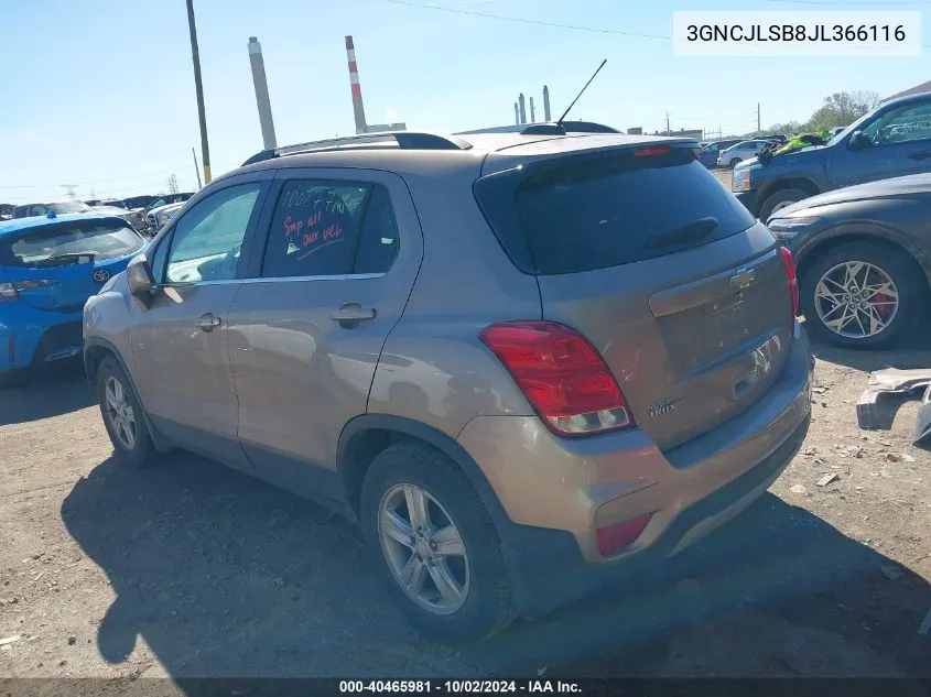 3GNCJLSB8JL366116 2018 Chevrolet Trax Lt