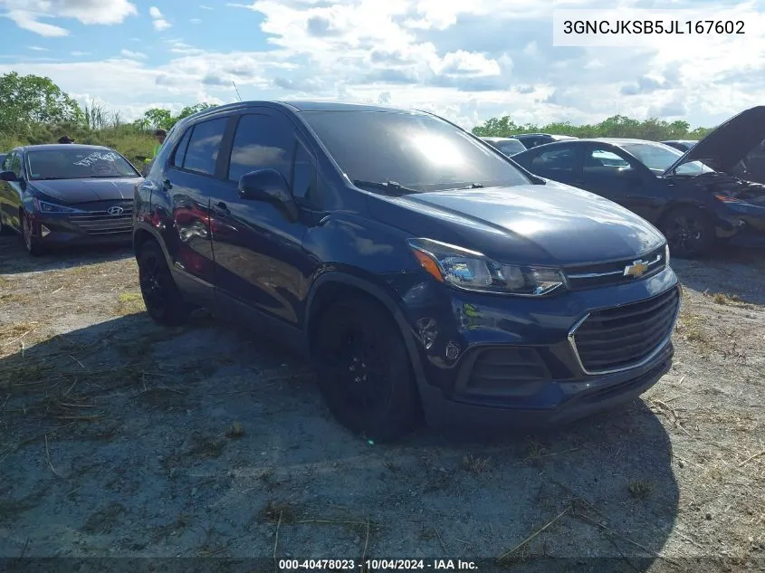 2018 Chevrolet Trax Ls VIN: 3GNCJKSB5JL167602 Lot: 40478023