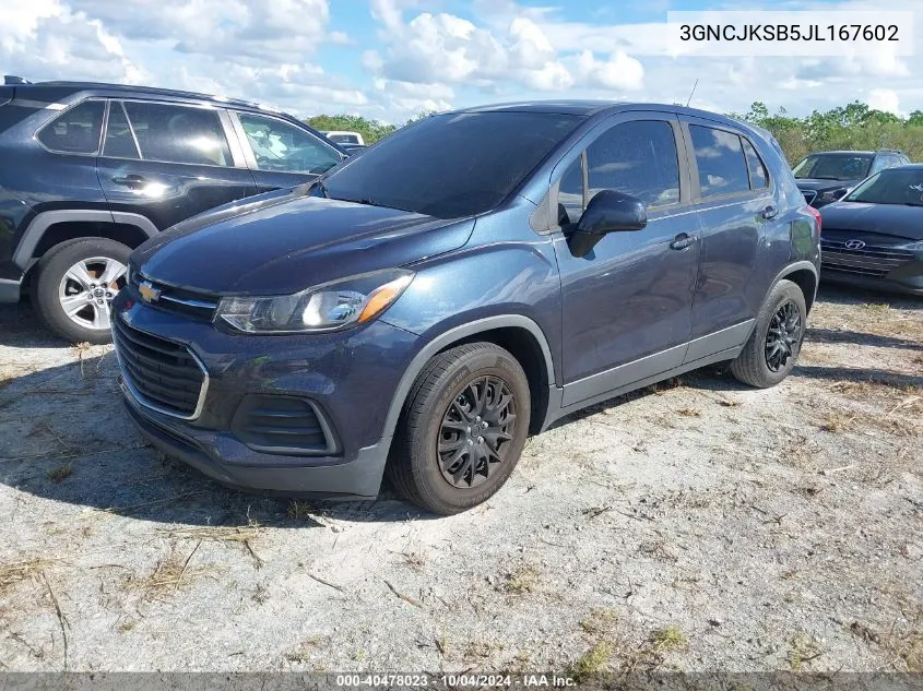 2018 Chevrolet Trax Ls VIN: 3GNCJKSB5JL167602 Lot: 40478023