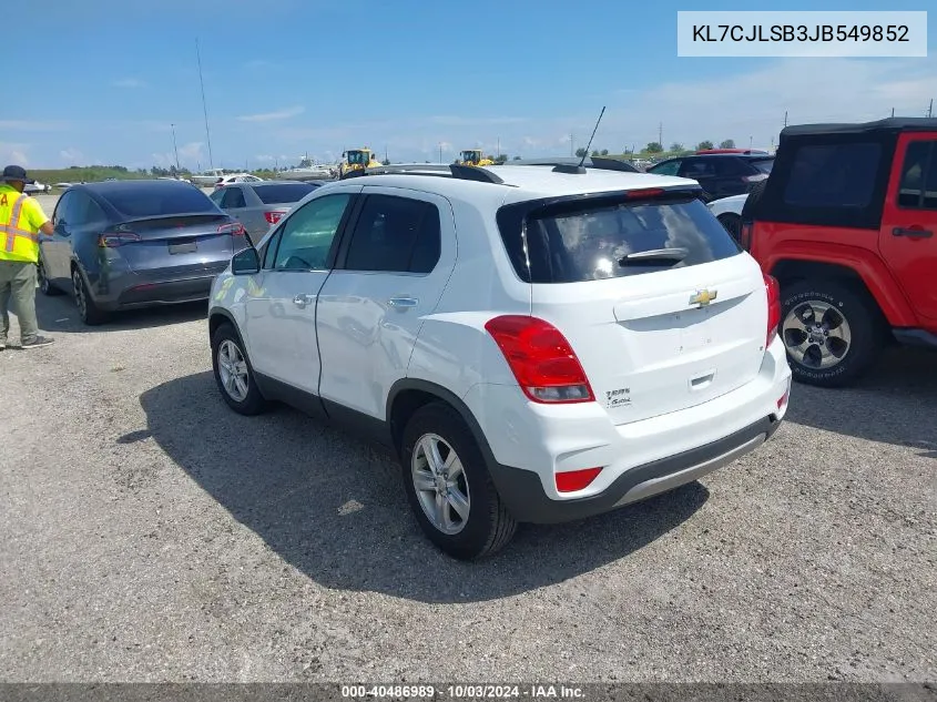 2018 Chevrolet Trax Lt VIN: KL7CJLSB3JB549852 Lot: 40486989