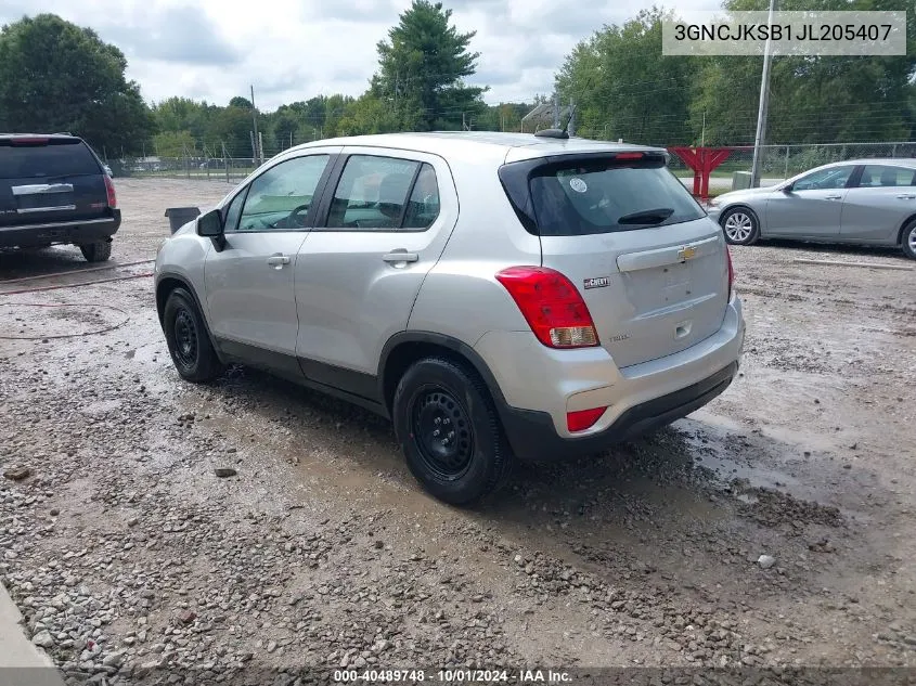 3GNCJKSB1JL205407 2018 Chevrolet Trax Ls