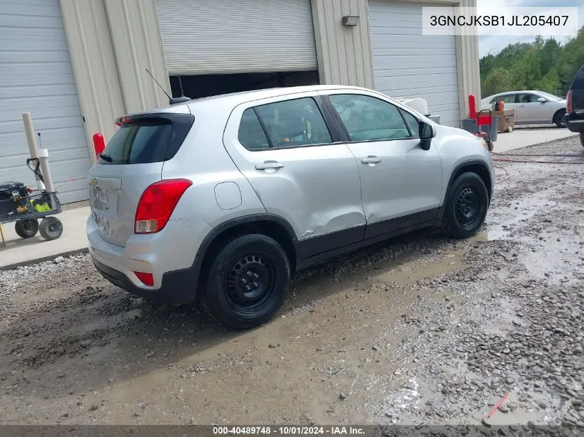 2018 Chevrolet Trax Ls VIN: 3GNCJKSB1JL205407 Lot: 40489748