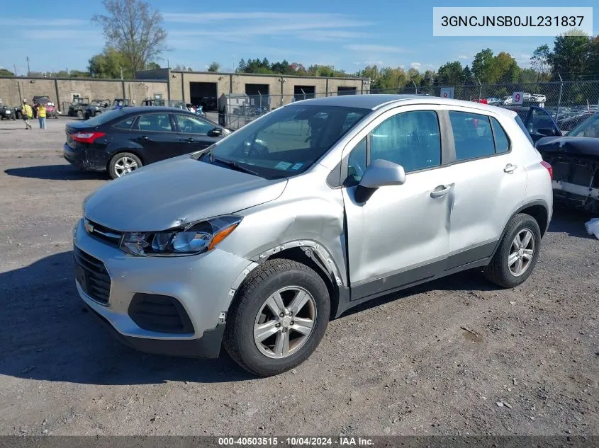 2018 Chevrolet Trax Ls VIN: 3GNCJNSB0JL231837 Lot: 40503515