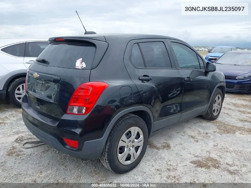 2018 Chevrolet Trax Ls VIN: 3GNCJKSB8JL235097 Lot: 40505532