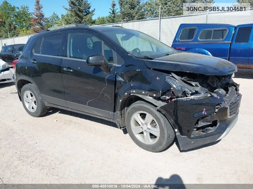 2018 Chevrolet Trax Lt VIN: 3GNCJPSB5JL304681 Lot: 40510016