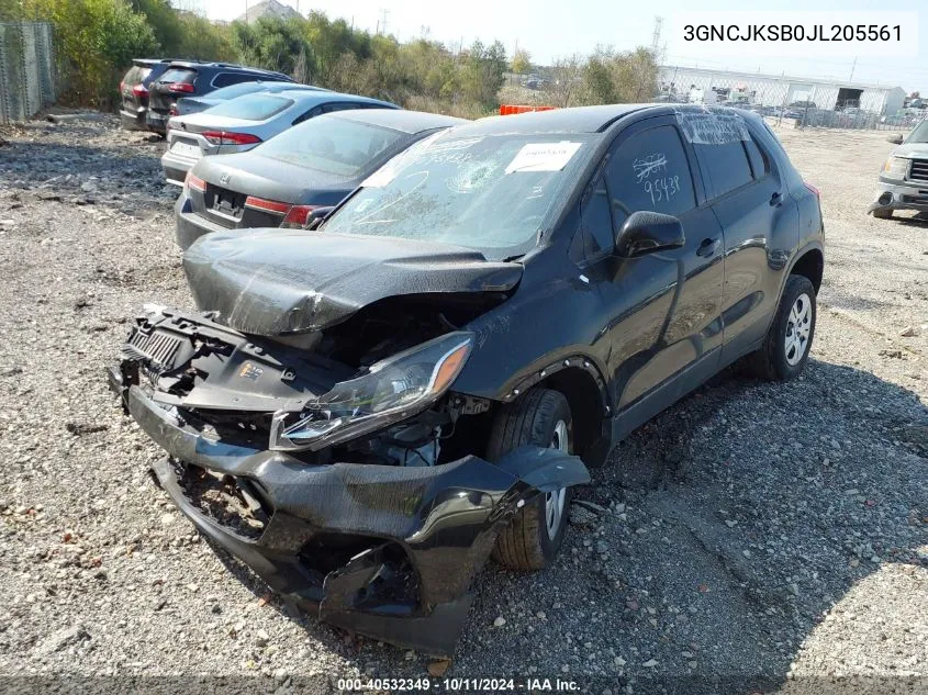 2018 Chevrolet Trax Ls VIN: 3GNCJKSB0JL205561 Lot: 40532349