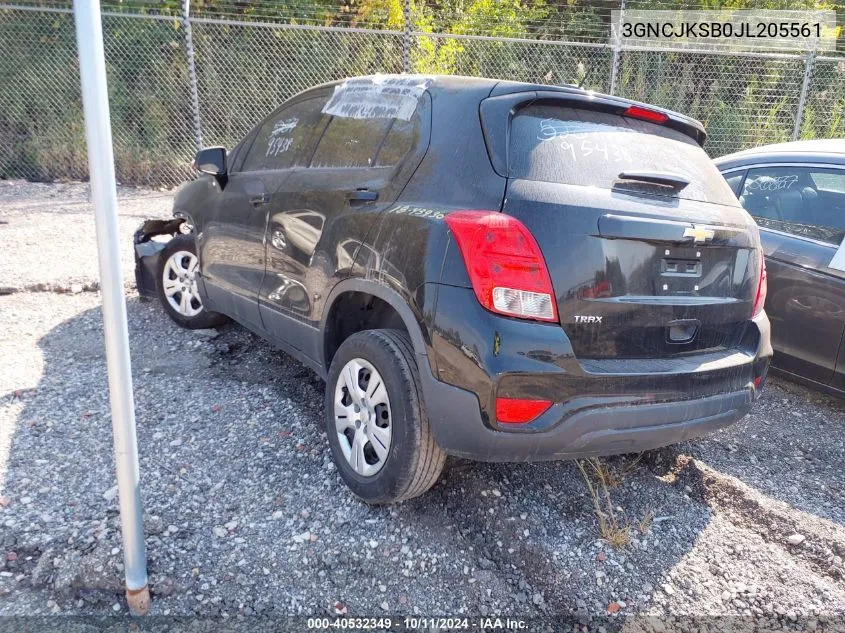 2018 Chevrolet Trax Ls VIN: 3GNCJKSB0JL205561 Lot: 40532349