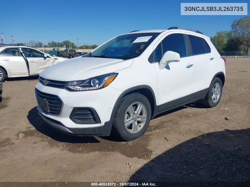 2018 Chevrolet Trax Lt VIN: 3GNCJLSB3JL263735 Lot: 40533072