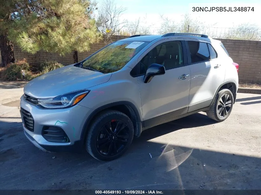 2018 Chevrolet Trax Lt VIN: 3GNCJPSB5JL348874 Lot: 40549193