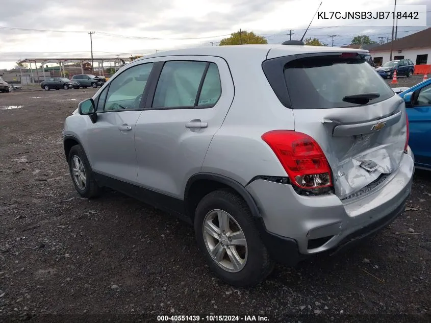 2018 Chevrolet Trax Ls VIN: KL7CJNSB3JB718442 Lot: 40551439