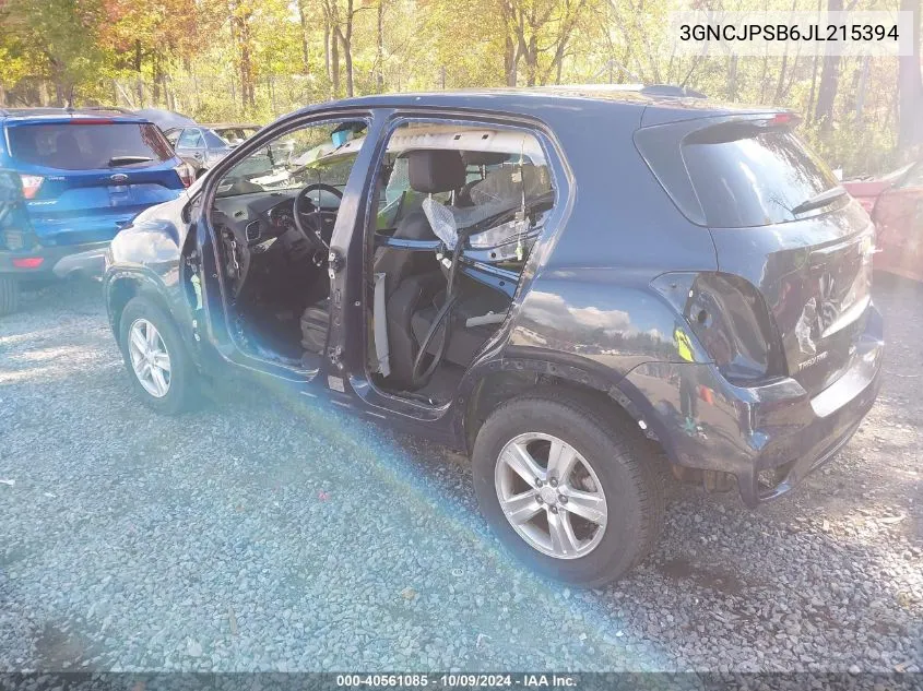 2018 Chevrolet Trax Lt VIN: 3GNCJPSB6JL215394 Lot: 40561085