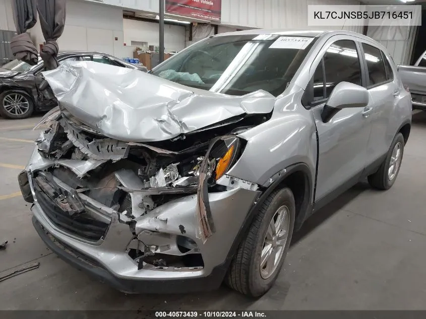 2018 Chevrolet Trax Ls VIN: KL7CJNSB5JB716451 Lot: 40573439