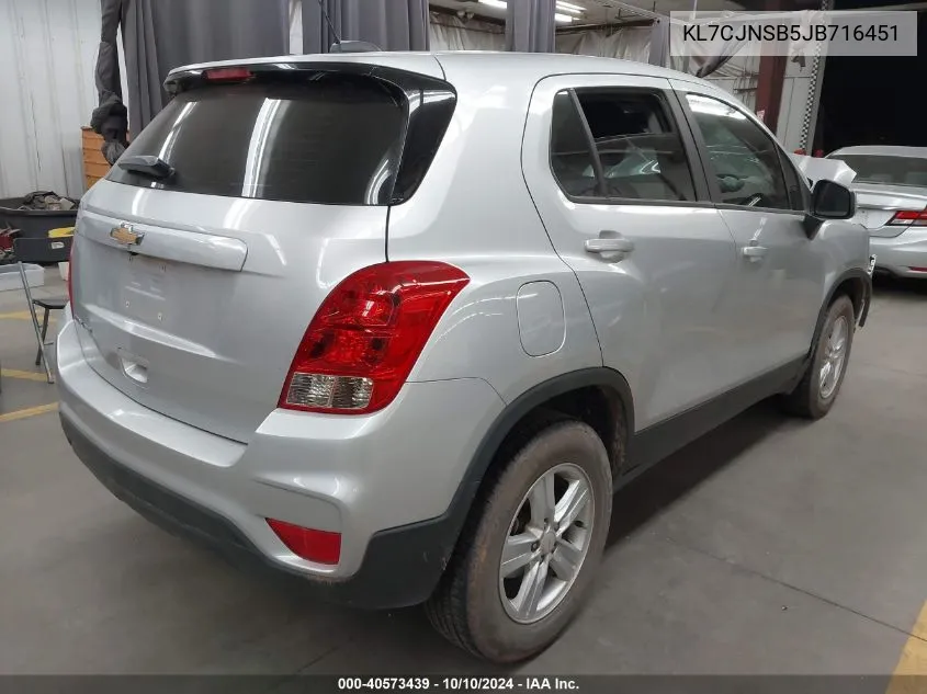 2018 Chevrolet Trax Ls VIN: KL7CJNSB5JB716451 Lot: 40573439