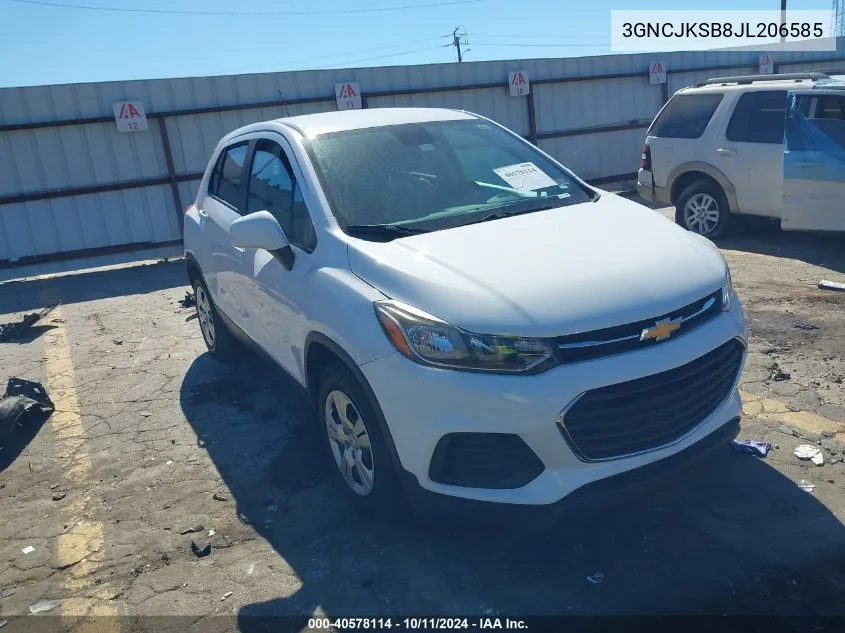 2018 Chevrolet Trax Ls VIN: 3GNCJKSB8JL206585 Lot: 40578114