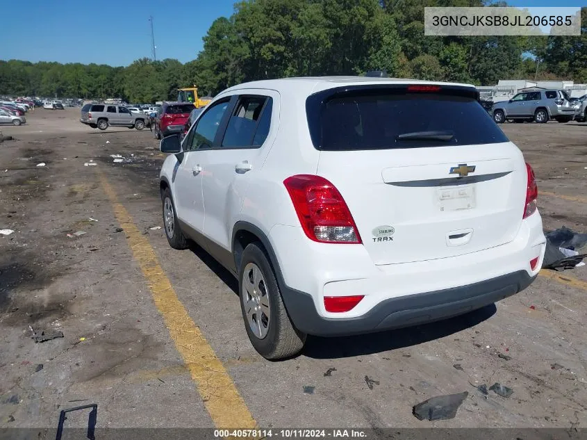 2018 Chevrolet Trax Ls VIN: 3GNCJKSB8JL206585 Lot: 40578114