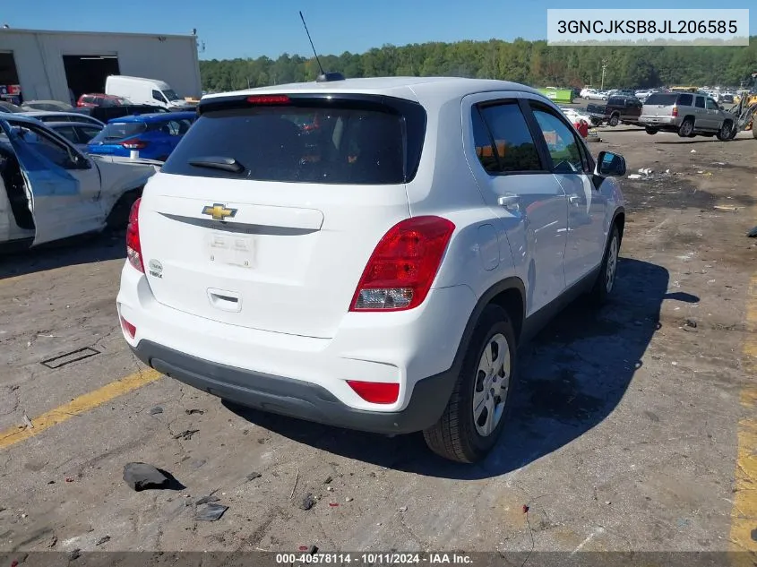 2018 Chevrolet Trax Ls VIN: 3GNCJKSB8JL206585 Lot: 40578114